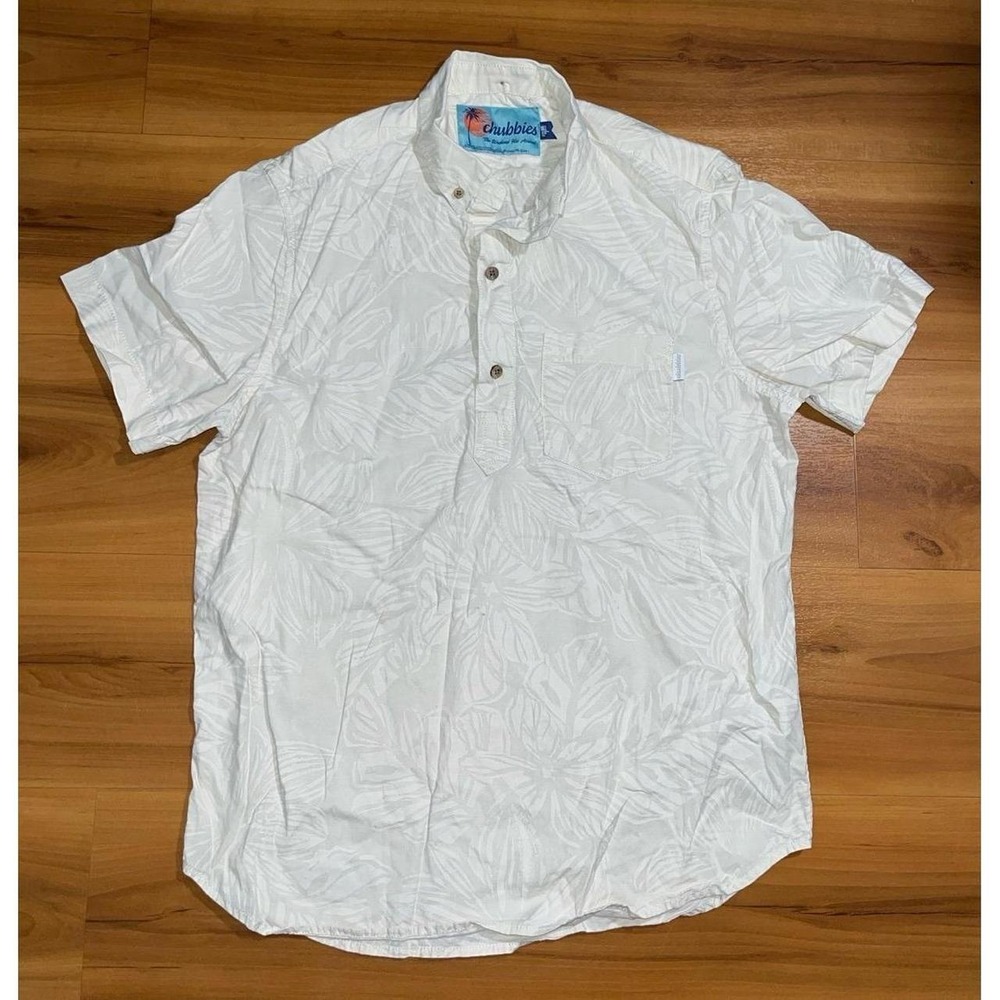 Mens Chubbies Floral Print Polo Henley Pullover Beach Shortsleeve Pocket Shirt